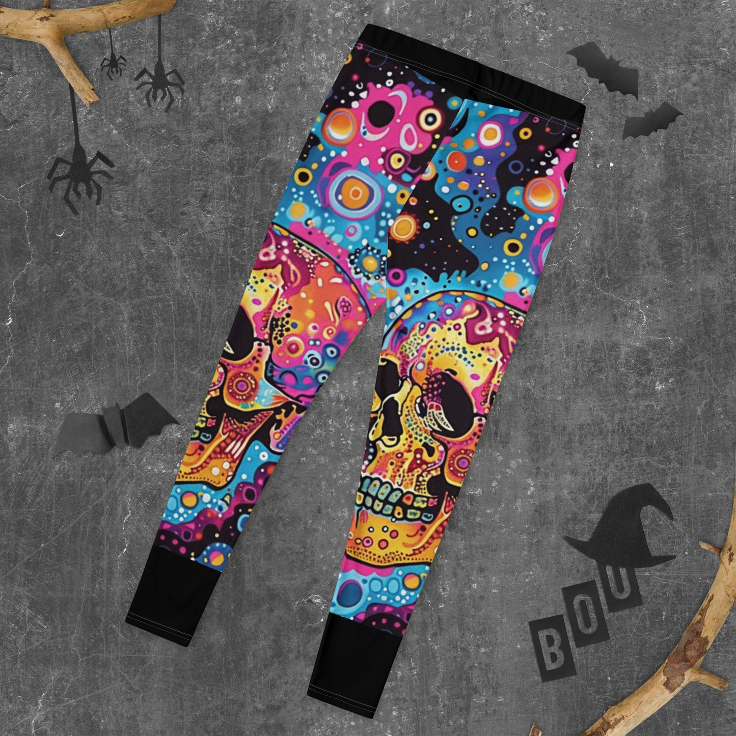 women legging with psychedelic skulls