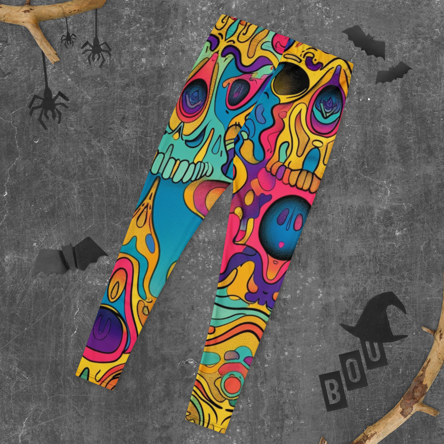 Vibrant Psychedelic Skull Leggings