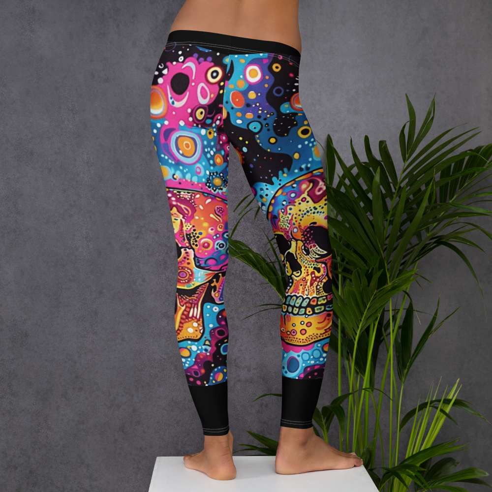 women legging with psychedelic skulls