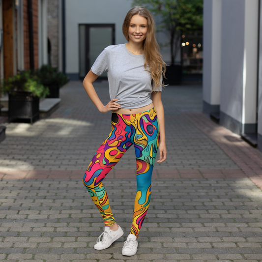 Vibrant Psychedelic Skull Leggings